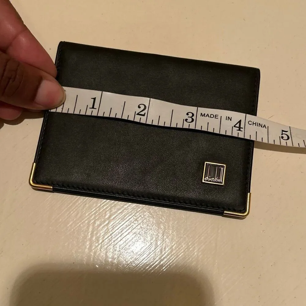 Dunhill Compact Bifold Cardholder ID Wallet Black Leather Minimalist Quiet Luxe